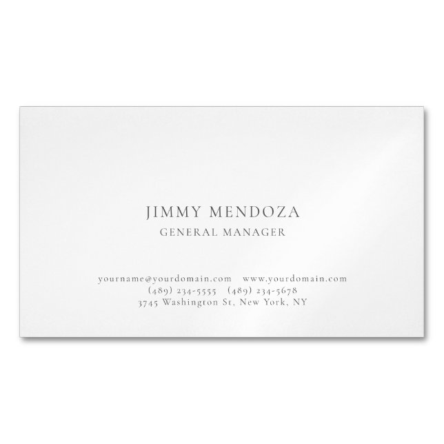 Modern Minimalist Plain Professional Magnetic Business Card (Front)