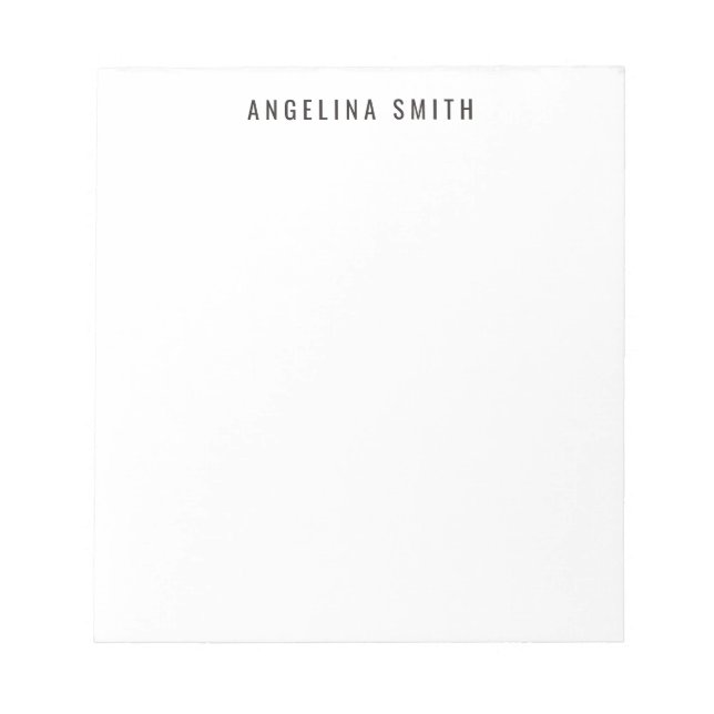Modern Minimalist Plain Simple Black White Notepad (Front)
