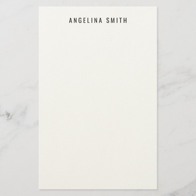 Modern Minimalist Plain Simple Black White Stationery (Front)