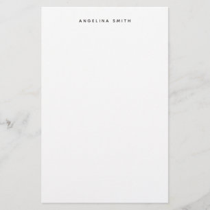 Modern Minimalist Plain Simple Black White Stationery
