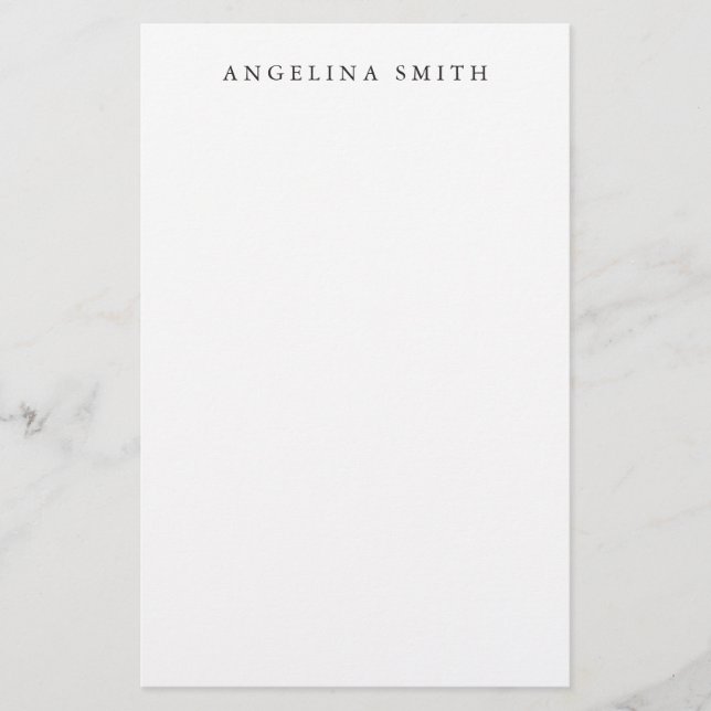 Modern Minimalist Plain Simple Black White Stationery (Front)