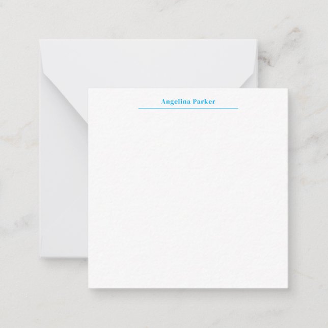 Modern Minimalist Plain Simple Blue White Card (Front)