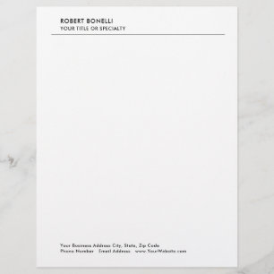 Modern Minimalist Plain Simple Business Custom Letterhead