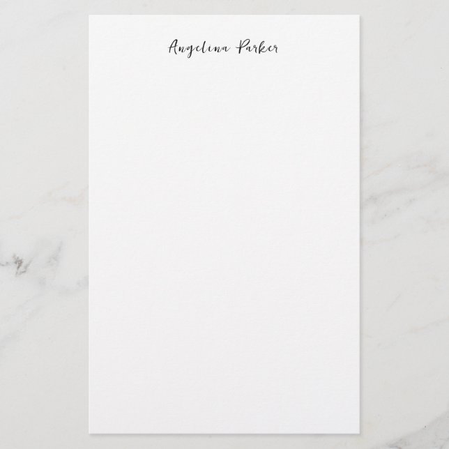 Modern Minimalist Plain Simple Cute Calligraphy Stationery (Front)