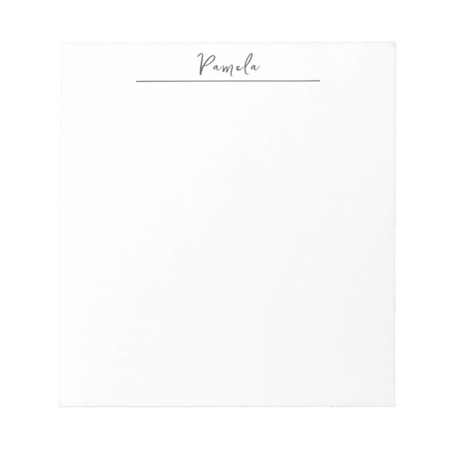 Modern Minimalist Plain Simple Cute Own Name Notepad (Front)