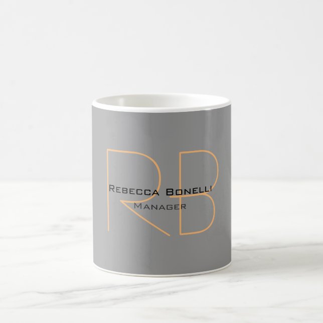 Modern Minimalist Plain Simple Monogram Manager Coffee Mug (Center)