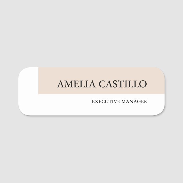 Modern Minimalist Plain Simple  Name Tag (Front)