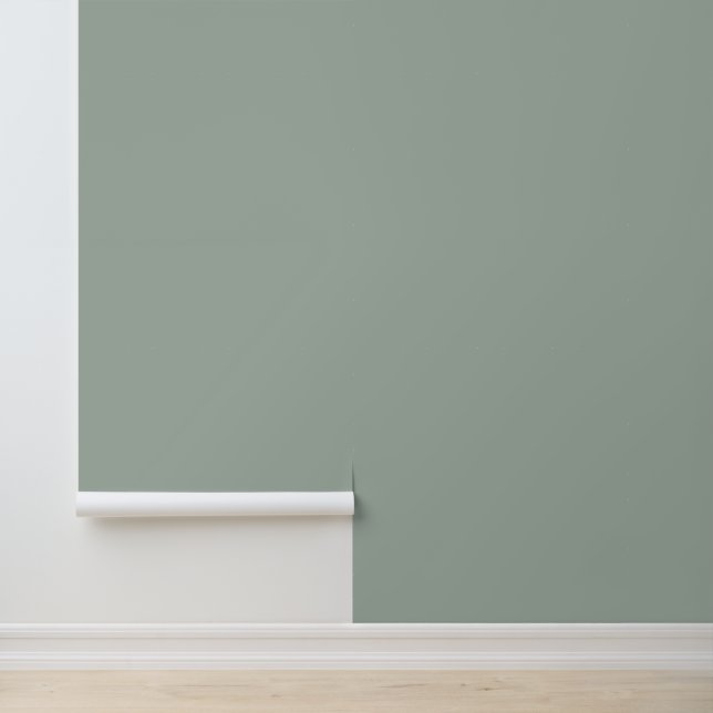 Modern Minimalist Plain Solid Colour Sage Green Wallpaper (Application)
