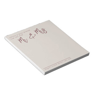 Modern Minimalist Plum Bridal Shower Notepad