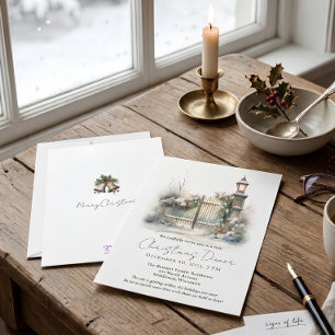 Modern Minimalist Poem Christmas Dinner Invitation