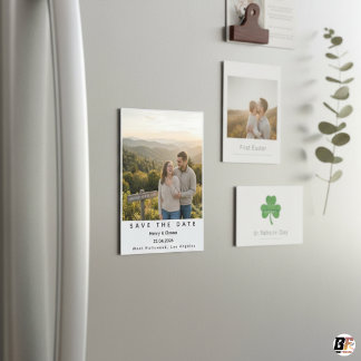 Modern Minimalist Polaroid Wedding Save the Date Magnetic Invitation