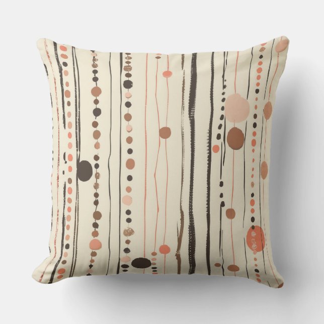Modern Minimalist Polka Line Cushion – 16"x16" Out (Front)