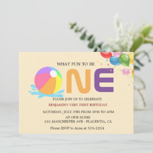 Modern Minimalist Pool Party First Birthday  Invitation