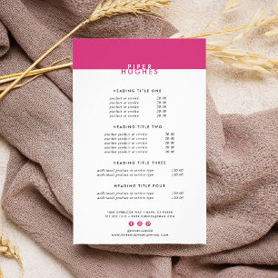 Modern Minimalist Pricing/Services Flyer   Magenta