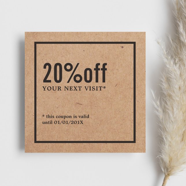 Modern Minimalist Printed Kraft Black Coupon (Creator Uploaded)