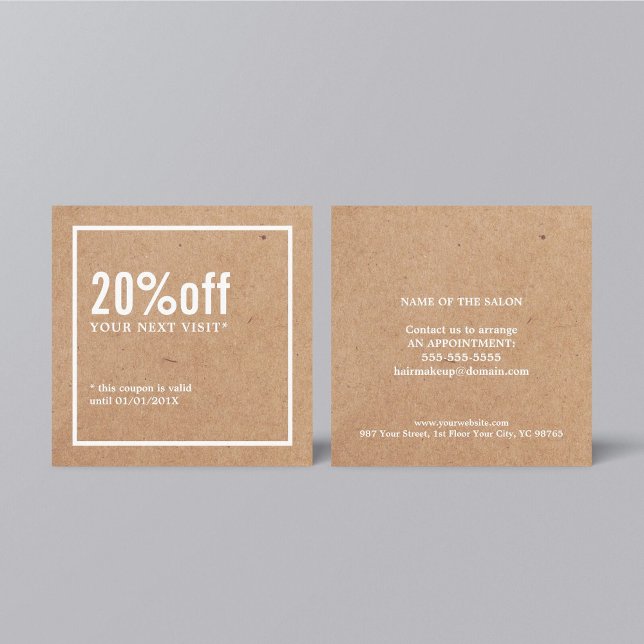 Modern Minimalist Printed Kraft White Coupon (Creator Uploaded)
