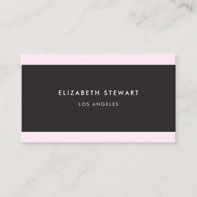 Modern Minimalist Professional Black, White Pink Business Card (Front)