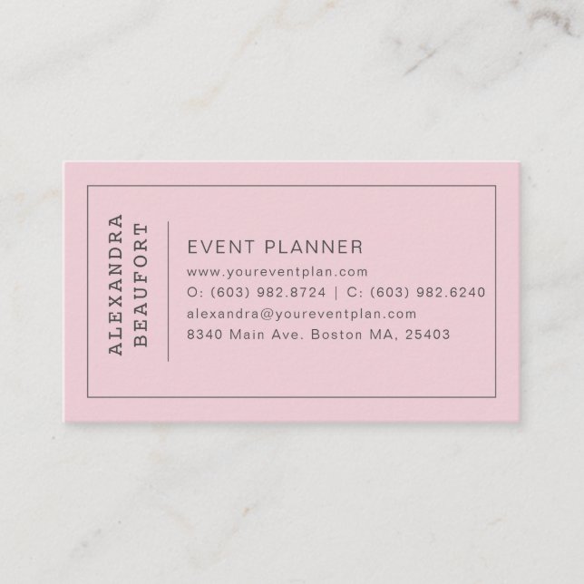 Modern Minimalist Professional Blush Pink Business Card (Front)