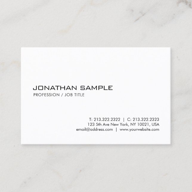Modern Minimalist Professional Clean Template Business Card (Front)