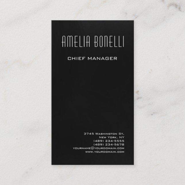 Modern Minimalist Professional Dark Grey Elegant Business Card (Front)