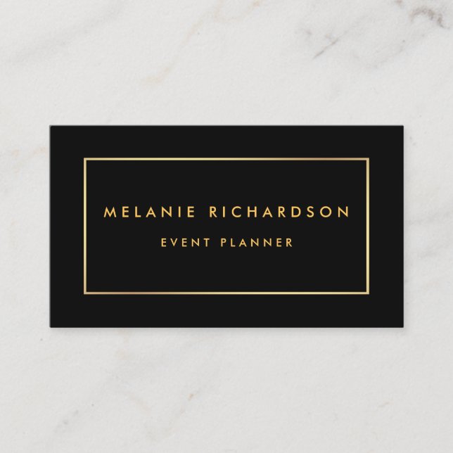 Modern Minimalist Professional Elegant Gold Black Business Card (Front)