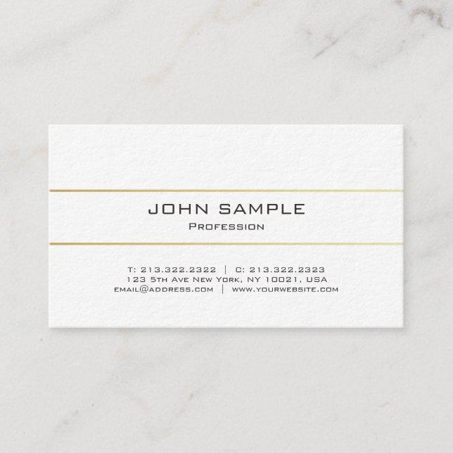 Modern Minimalist Professional Elegant Gold Luxury Business Card (Front)