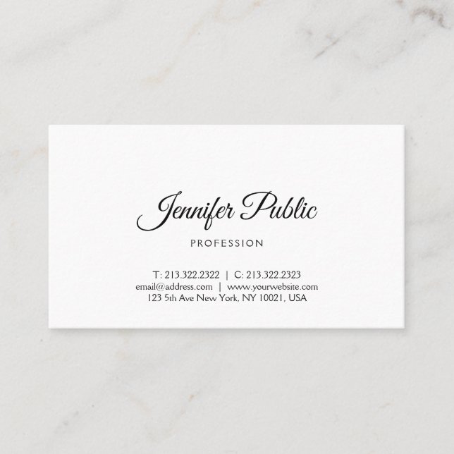 Modern Minimalist Professional Elegant Script Business Card (Front)