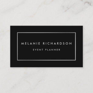 Modern Minimalist Professional Elegant Silver Blk Business Card
