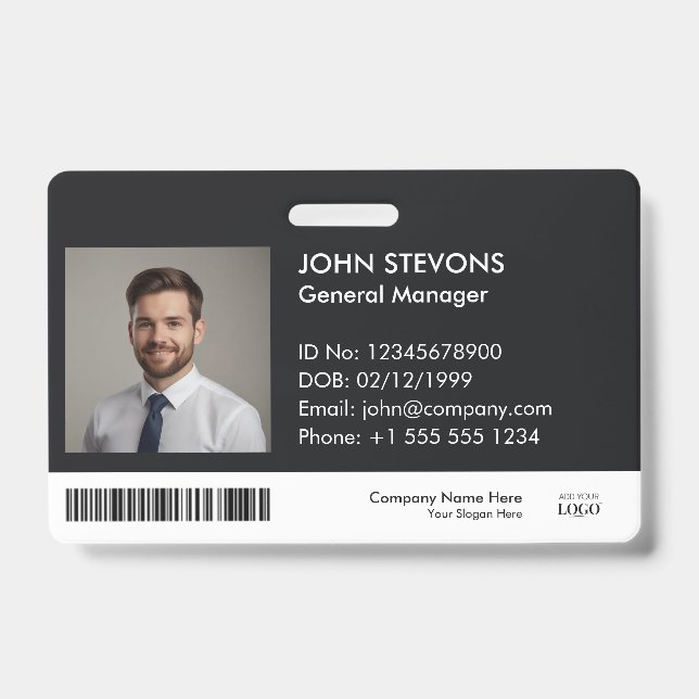Modern Minimalist Professional Employee ID Badge (Front)