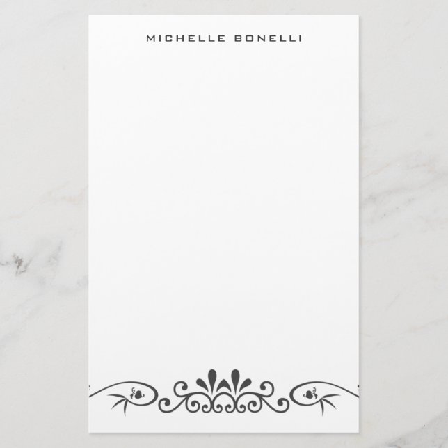 Modern Minimalist Professional Flower Pattern Stationery (Front)