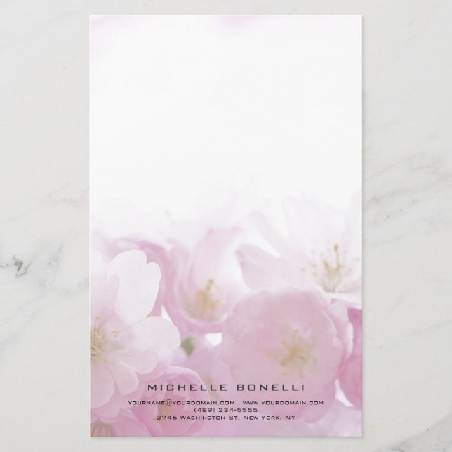 Modern Minimalist Professional Flowers Feminine Stationery (Front)