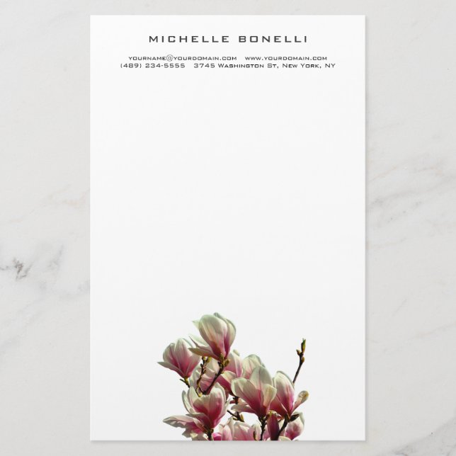 Modern Minimalist Professional Flowers Feminine Stationery (Front)