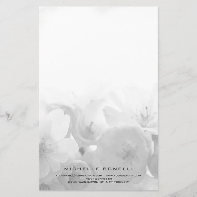 Modern Minimalist Professional Flowers Feminine Stationery (Front)