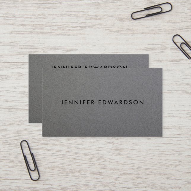 Modern minimalist professional grey metal business card (Front/Back In Situ)