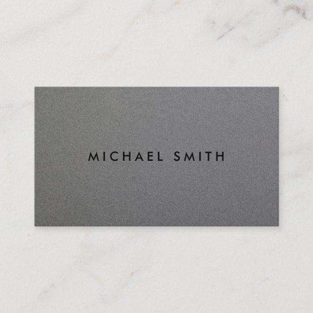Modern minimalist professional grey metal style business card (Front)
