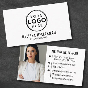 Modern Minimalist Professional Logo Photo Business Card