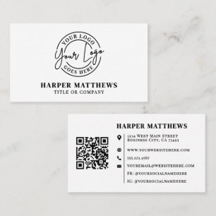 Modern Minimalist Professional Logo QR Code Business Card