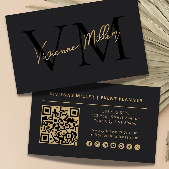 Modern Minimalist Professional Marketing Monogram  Business Card (Creator Uploaded)