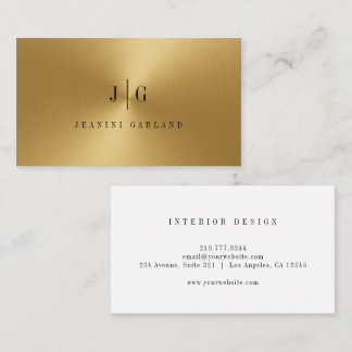 Modern Minimalist Professional Monogram Gold Business Card