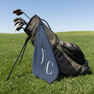 Modern Minimalist Professional Monogram Navy Blue Golf Towel