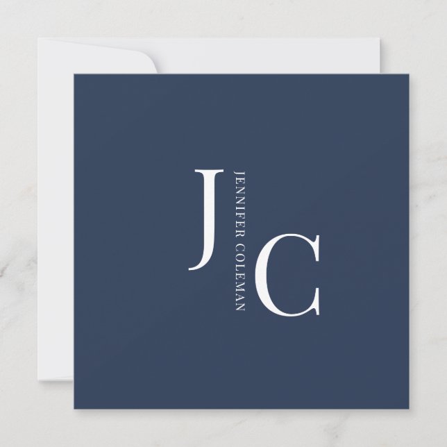 Modern Minimalist Professional Monogram Navy Blue Invitation (Front)