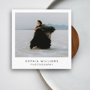 Modern Minimalist Professional Photo QR Code Square Business Card