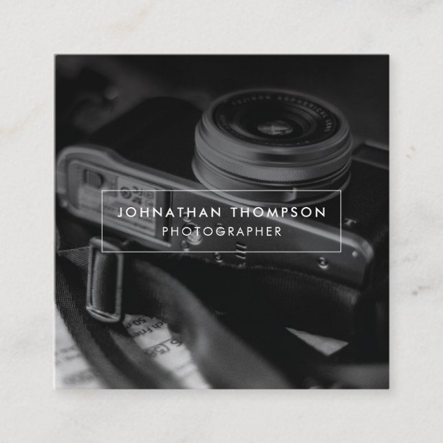Modern Minimalist Professional Photographer Square Business Card (Front)