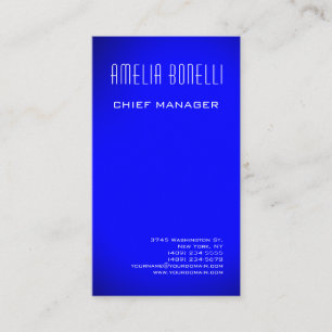 Modern Minimalist Professional Plain Blue Business Card