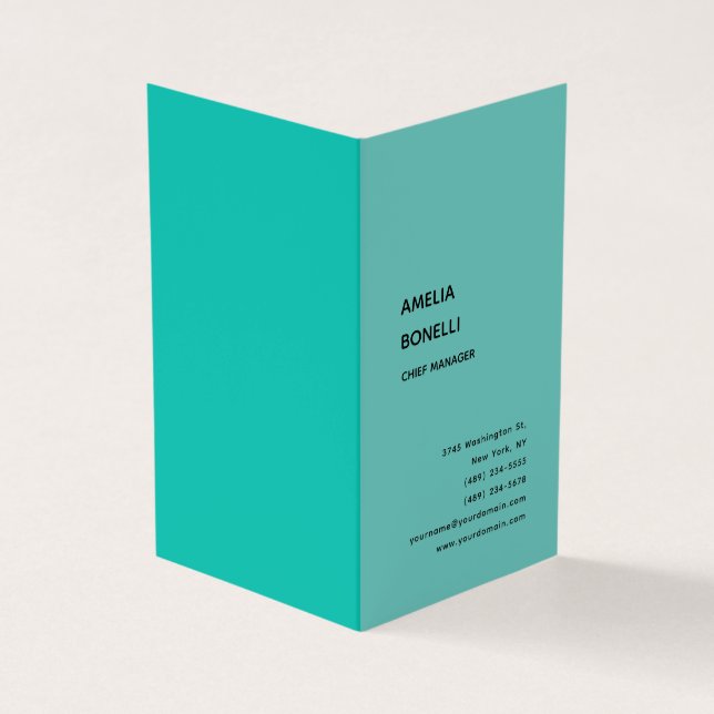 Modern Minimalist Professional Plain Blue Business Card (Outside)