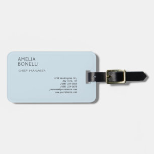 Modern Minimalist Professional Plain Blue Luggage Tag