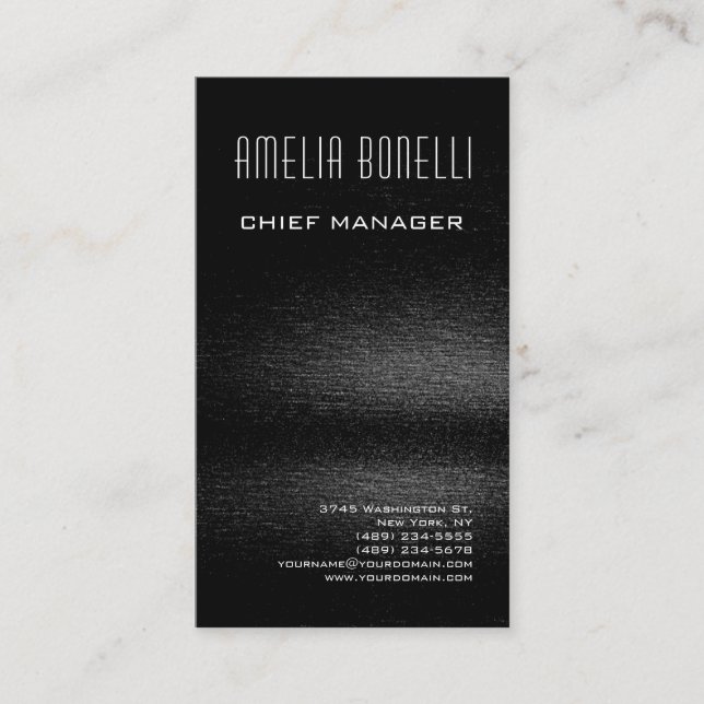 Modern Minimalist Professional Plain Dark Grey Business Card (Front)