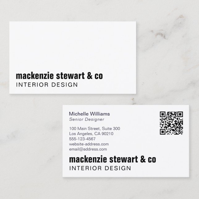 Modern Minimalist Professional QR Code Business Card (Front/Back)