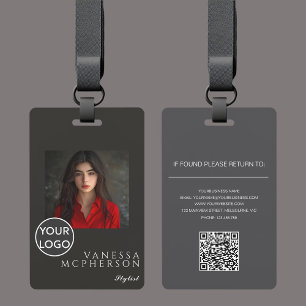Modern Minimalist Professonal Photo Logo QR ID Badge