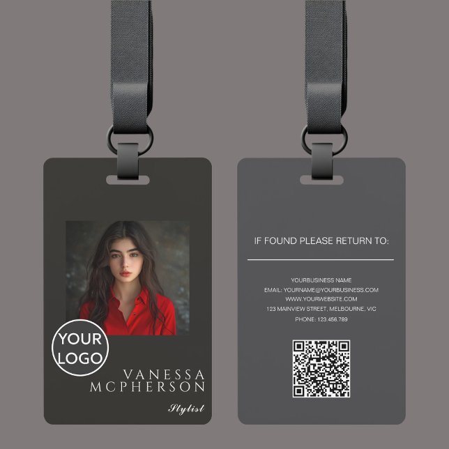 Modern Minimalist Professonal Photo Logo QR ID Badge (Creator Uploaded)